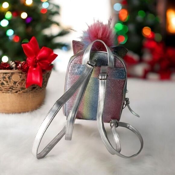 Under One Sky Rainbow Galaxy Cat Unicorn Caticorn Mini Travel Backpack. - Picture 3 of 5